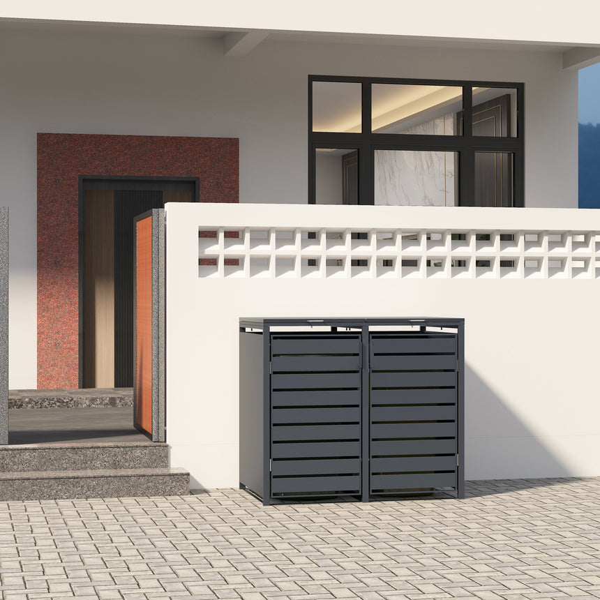Double Wheelie Bin Store by Garden Guard - Premium Range Storage in Anthracite Grey