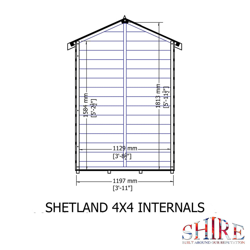 Shire Shetland 4ft x 4ft Shiplap Apex NEW SIZE