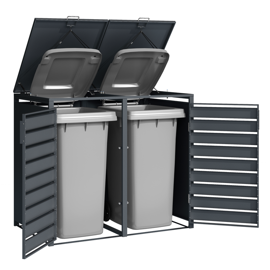 Double Wheelie Bin Store by Garden Guard - Premium Range Storage in Anthracite Grey