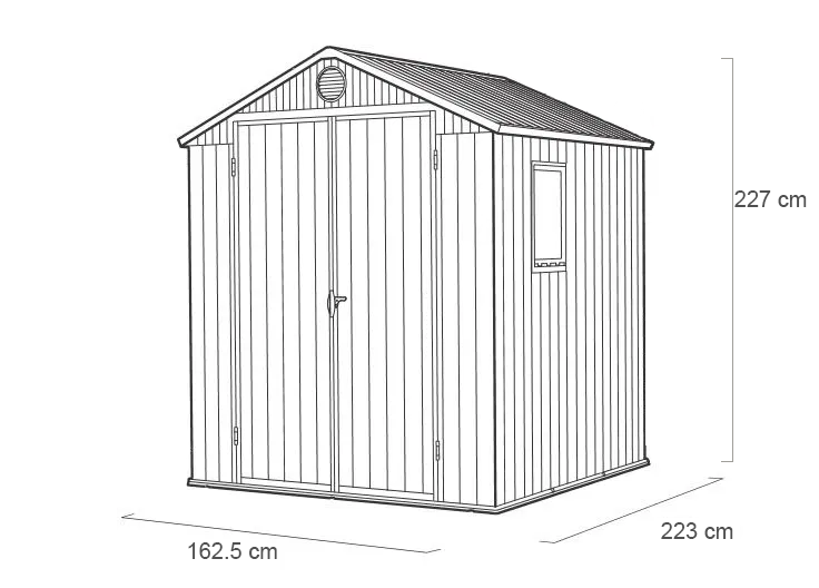 Pro Grade 6ft x 8ft Premium Plastic Double Door Garden Shed - Grey Wood Touch Texture