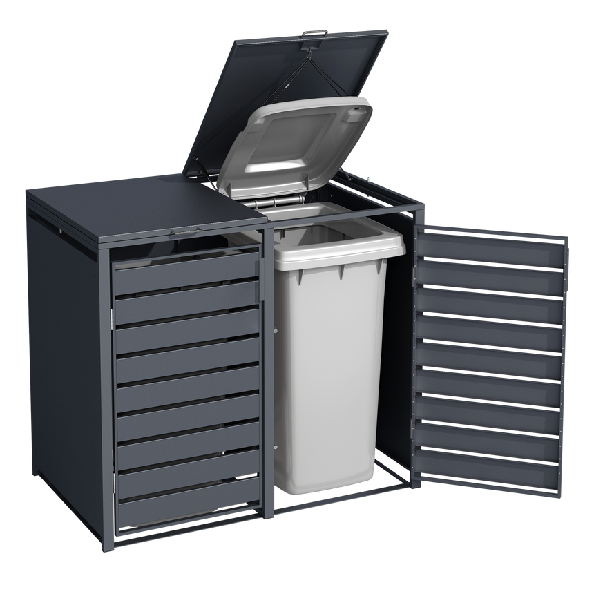 Double Wheelie Bin Store by Garden Guard - Premium Range Storage in Anthracite Grey