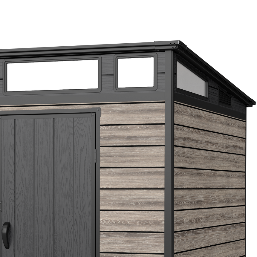 Pro Grade 7ft x 7ft Pent Roof Premium Plastic Garden Shed - Oak Woodgrain Texture