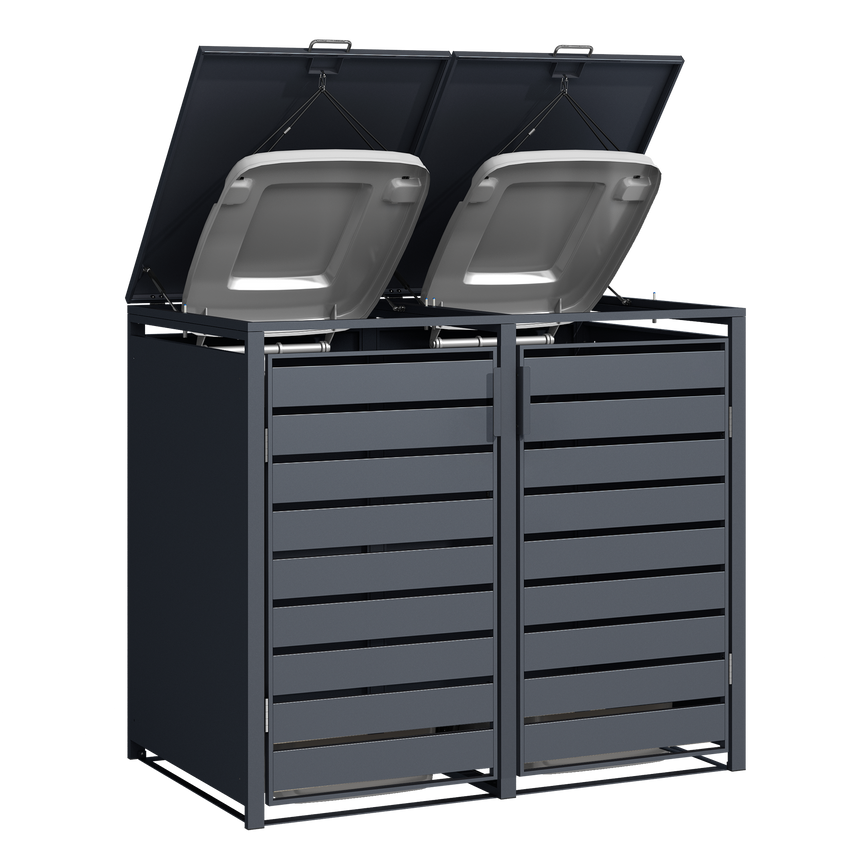 Double Wheelie Bin Store by Garden Guard - Premium Range Storage in Anthracite Grey