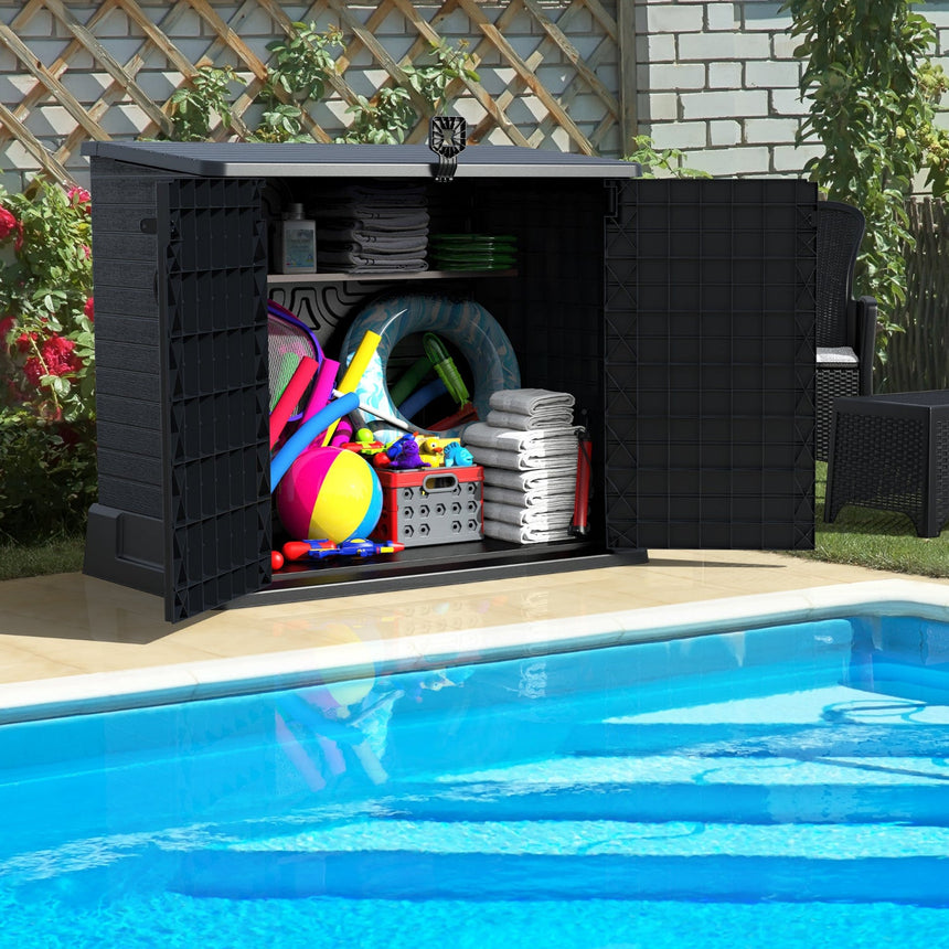 Duramax StoreAway Cedargrain Plastic Garden Storage Box - 850L - Grey