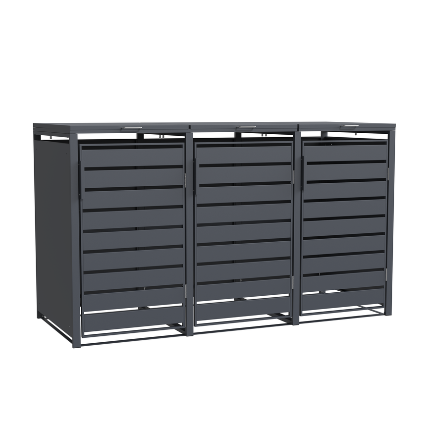 Triple Wheelie Bin Store by Garden Guard - Premium Range Storage in Anthracite Grey