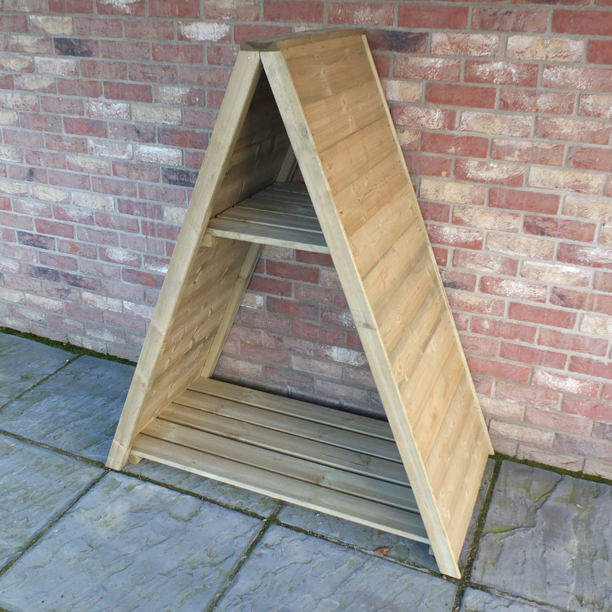 Shire Large Tongue and Groove 4ft x 2ft Triangular Log Store - Pressure Treated