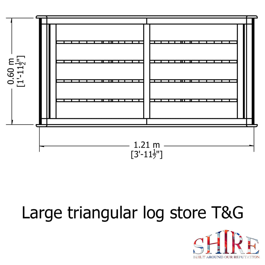 Shire Large Tongue and Groove 4ft x 2ft Triangular Log Store - Pressure Treated