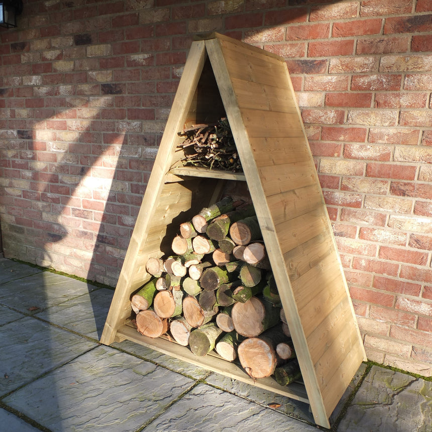 Shire Large Tongue and Groove 4ft x 2ft Triangular Log Store - Pressure Treated
