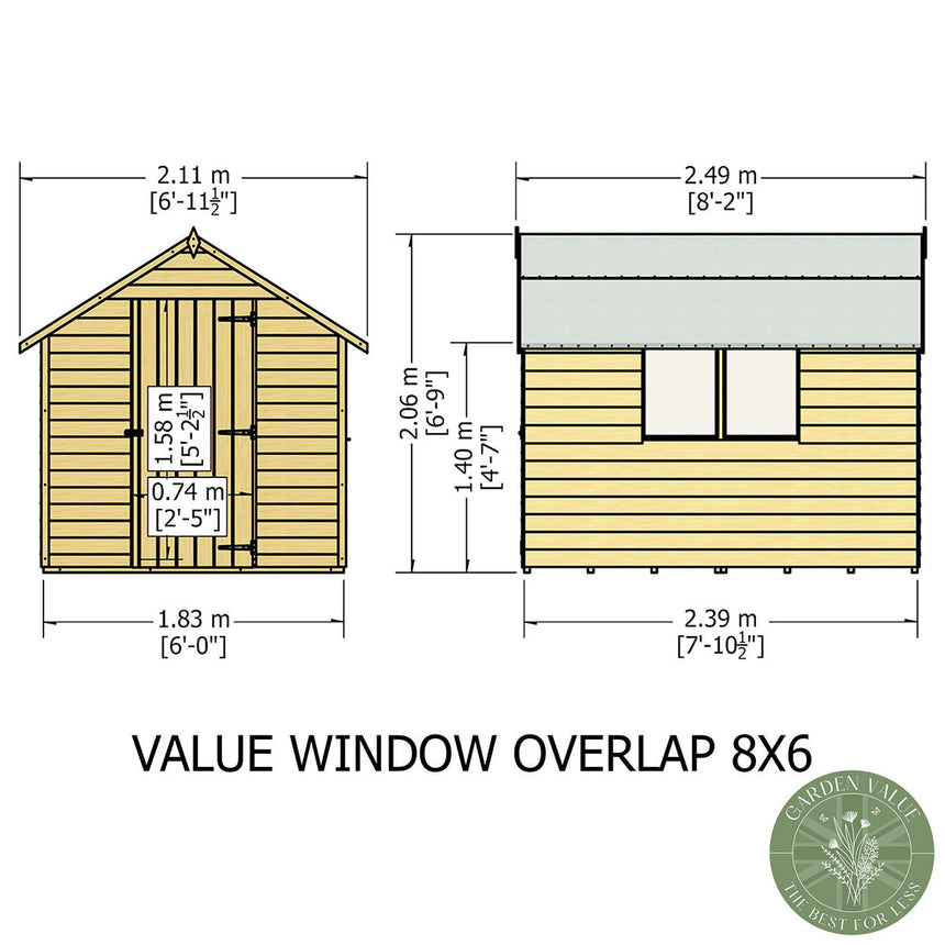 Shire Garden Value Overlap 8ft x 6ft Shed with Window