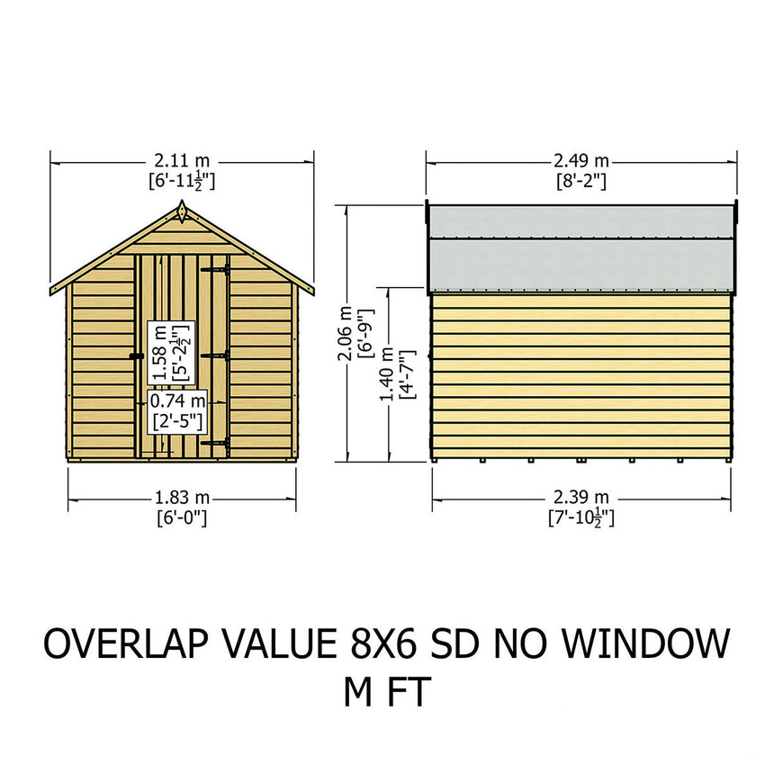 Shire Garden Value Overlap 8ft x 6ft Pressure Treated Shed