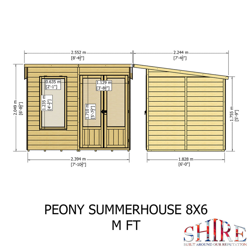 Shire Peony 12ft x 6ft Pent Summerhouse