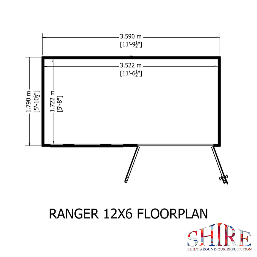 Shire Ranger 12ft x 6ft Pent Shiplap Shed