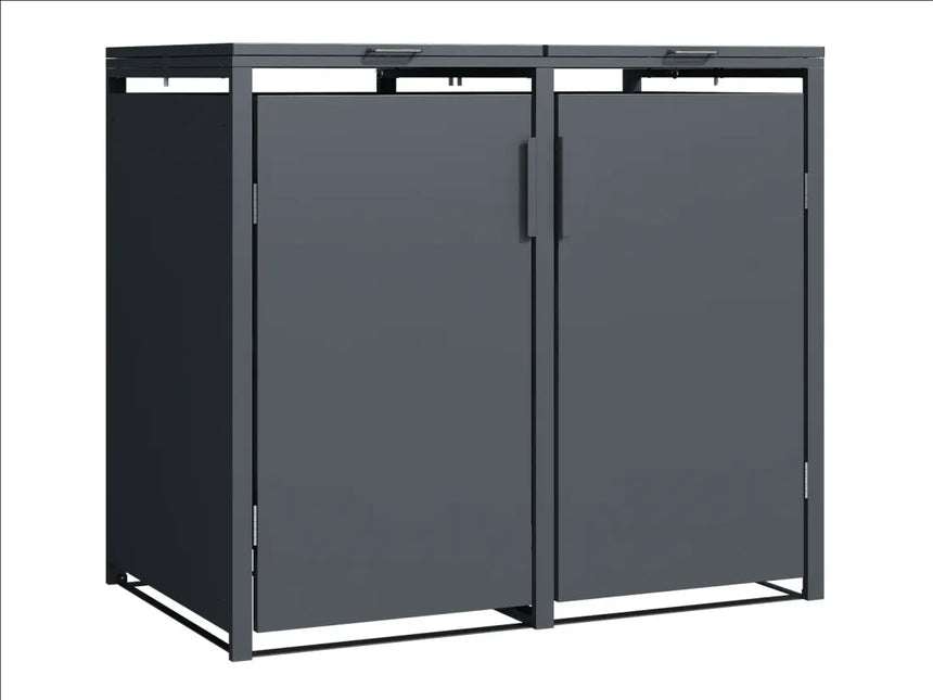 Anthracite Grey Solid Panel Wheelie Bin Storage - Double Bin Store