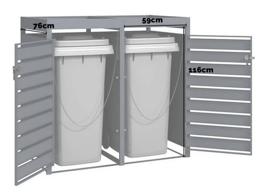 Anthracite Grey Wheelie Bin Storage With Planter- Double Bin Store