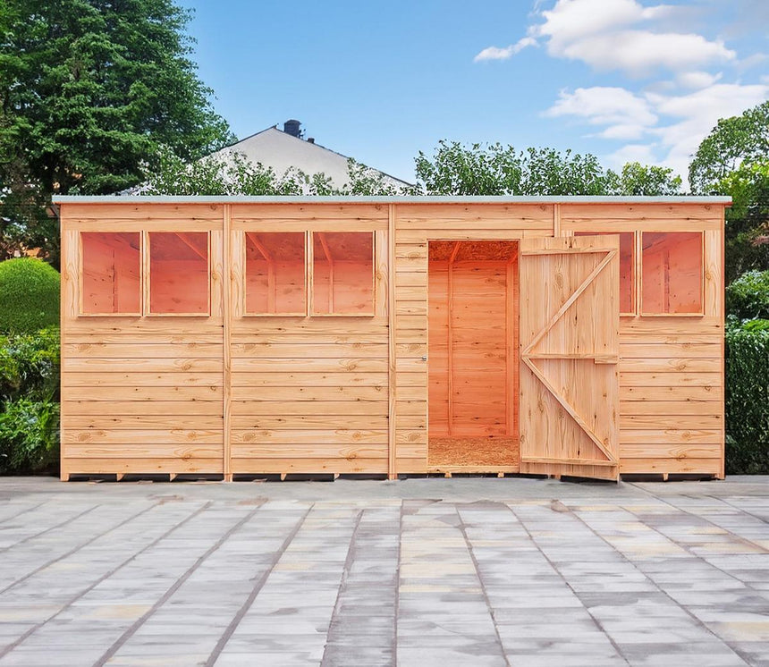 Shire NEW Garden Value 16ft x 6ft Overlap Pent Shed with windows