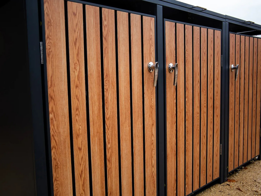 Wood Effect Wheelie Bin Storage - Triple Bin Store
