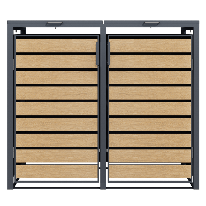 Double Wheelie Bin Store by Garden Guard - Premium Range Storage in Wood Effect