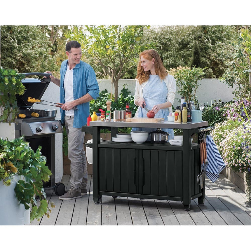 Keter Unity XL BBQ Table Double - Anthracite.