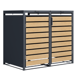 Double Wheelie Bin Store by Garden Guard - Premium Range Storage in Wood Effect