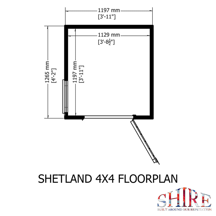 Shire Shetland 4ft x 4ft Shiplap Apex NEW SIZE