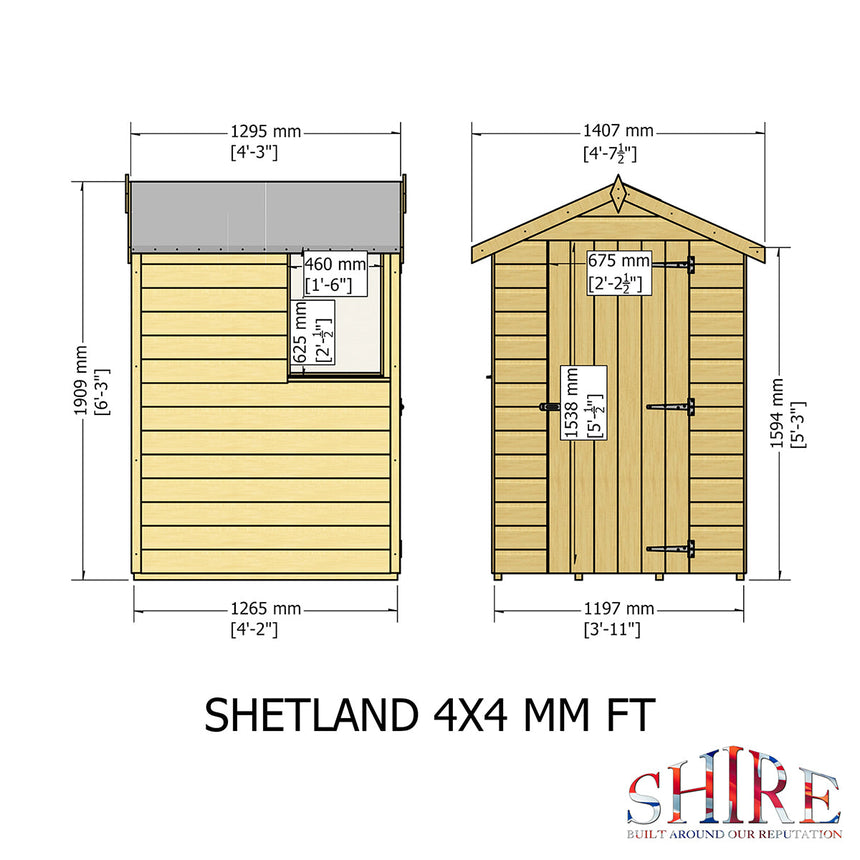 Shire Shetland 4ft x 4ft Shiplap Apex NEW SIZE