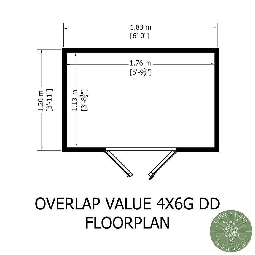 Shire Garden Value Overlap 4ft x 6ft Double Door Shed