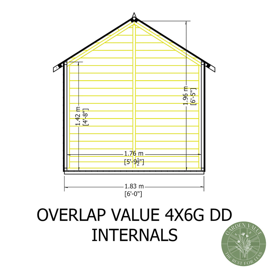 Shire Garden Value Overlap 4ft x 6ft Double Door Shed