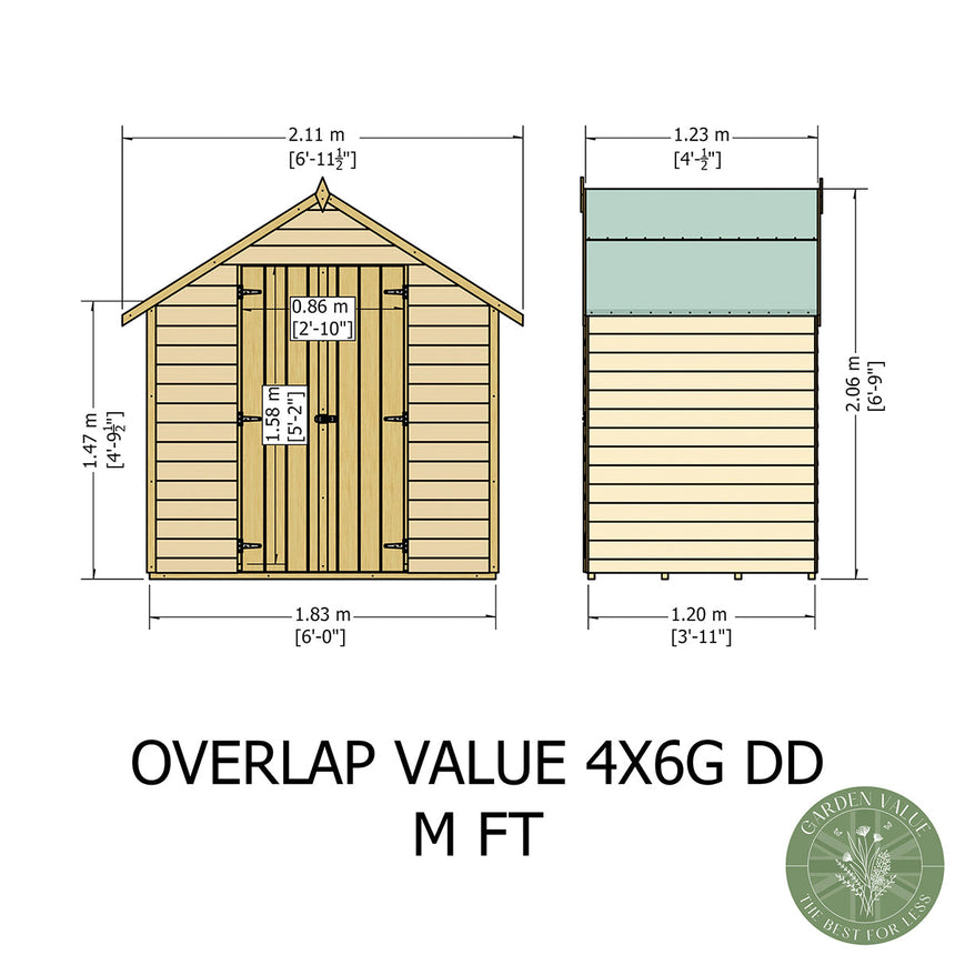 Shire Garden Value Overlap 6ft x 6ft Double Door Shed