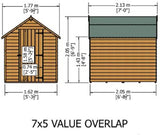 Shire Value Overlap 7ft x 5ft Shed - Windowless