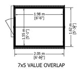 Shire Value Overlap 7ft x 5ft Shed - Windowless