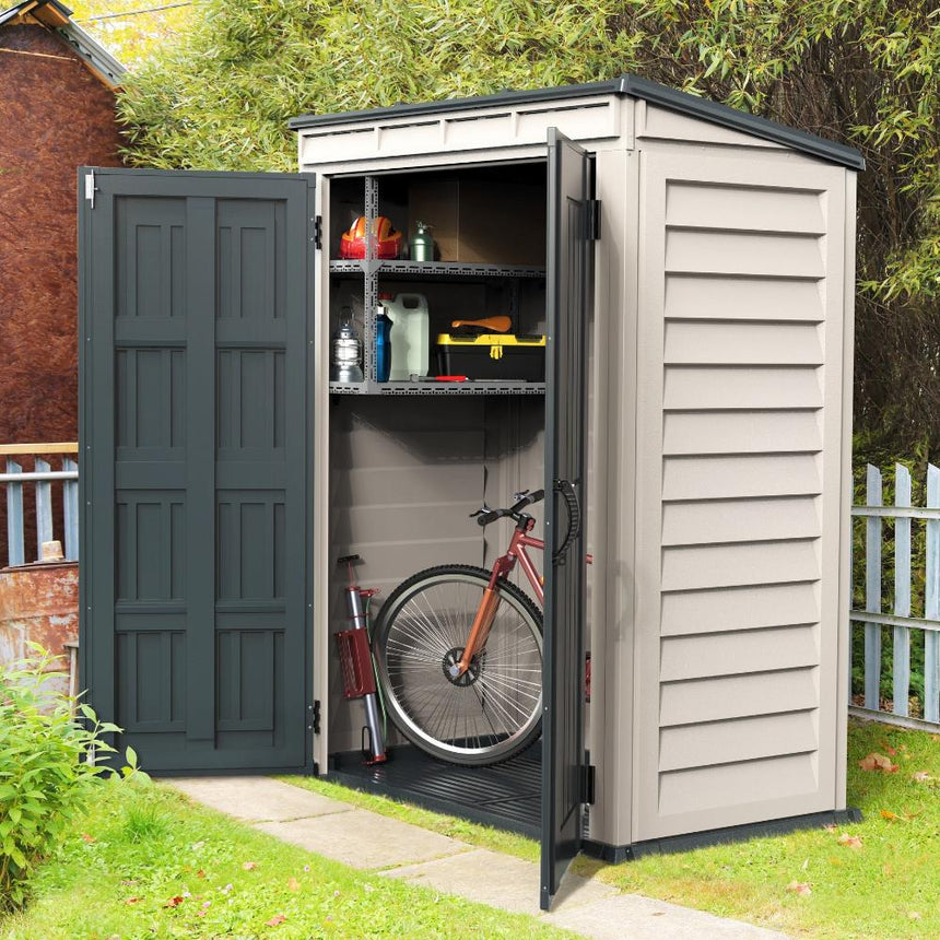 Duramax YardMate Plus Pent - 5ft x 3ft Plastic Garden Shed in Grey