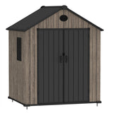 Pro Grade 6ft x 5ft Premium Plastic Double Door Garden Shed - Oak Woodgrain Texture