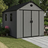 Pro Grade 6ft x 10ft Premium Plastic Double Door Garden Shed - Grey Wood Touch Texture