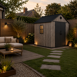 Pro Grade 6ft x 8ft Premium Plastic Double Door Garden Shed - Oak Woodgrain Texture