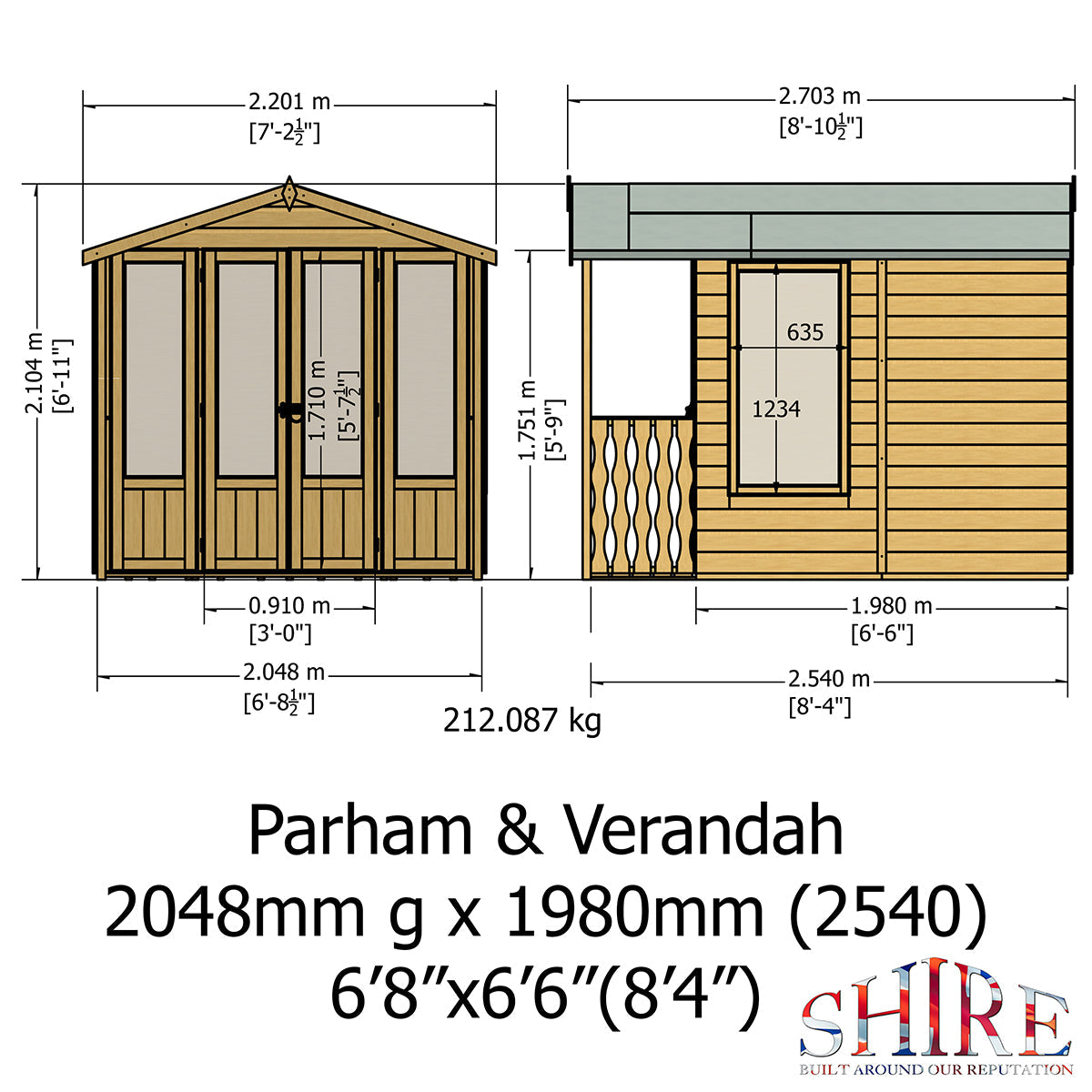 Lobo Parham Shire Parham 7ft x 10ft Summerhouse With Verandah – GardenDealsDirect.com