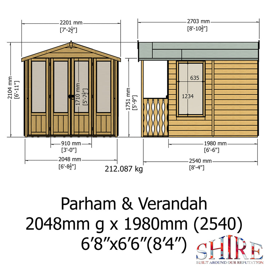 Shire Parham 7ft x 10ft Summerhouse With Verandah