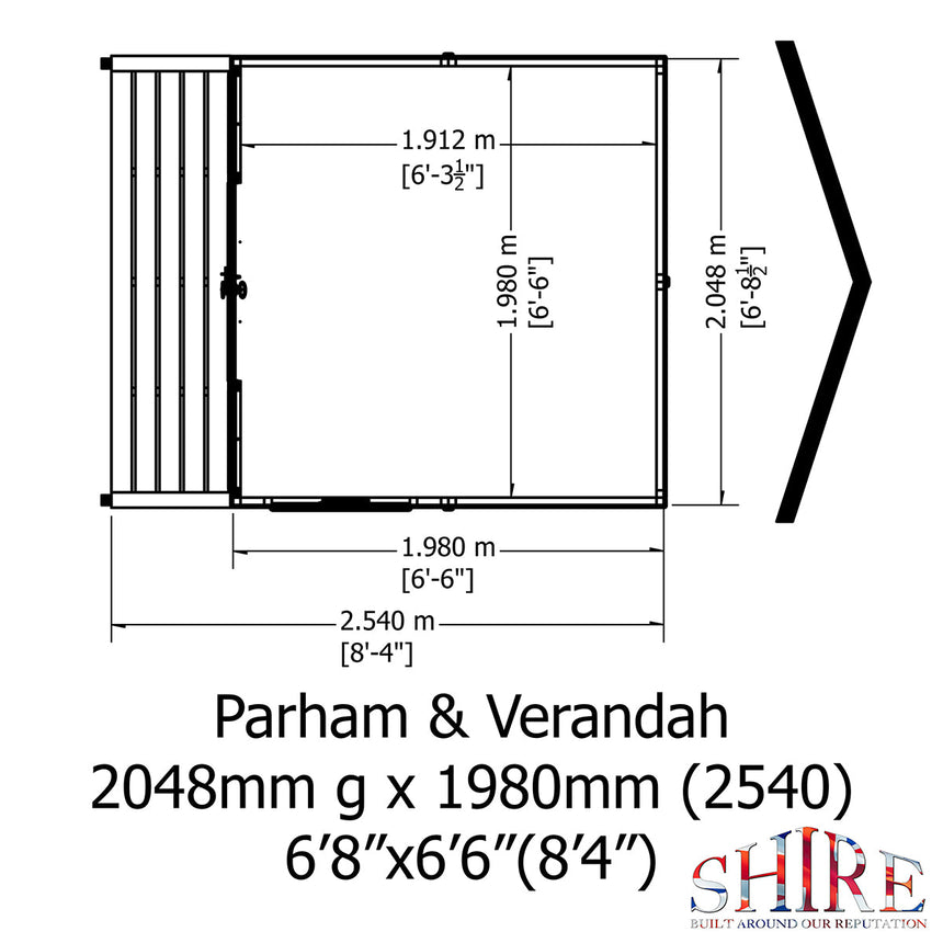 Shire Parham 7ft x 10ft Summerhouse With Verandah