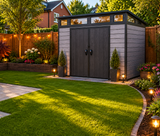 Pro Grade 7ft x 7ft Pent Roof Premium Plastic Garden Shed - Grey/Anthracite Wood Touch Texture