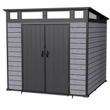 Pro Grade 7ft x 7ft Pent Roof Premium Plastic Garden Shed - Grey/Anthracite Wood Touch Texture