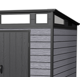 Pro Grade 7ft x 7ft Pent Roof Premium Plastic Garden Shed - Grey/Anthracite Wood Touch Texture