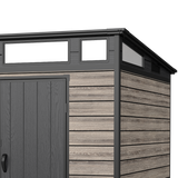 Pro Grade 7ft x 7ft Pent Roof Premium Plastic Garden Shed - Oak Woodgrain Texture