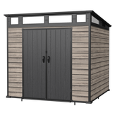 Pro Grade 7ft x 7ft Pent Roof Premium Plastic Garden Shed - Oak Woodgrain Texture