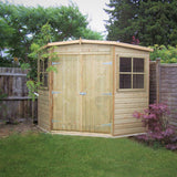 Shire Tongue and Groove 8ft x 8ft Corner Shed - Pressure Treated