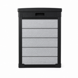 Pro Grade 540L Outdoor Garden Storage Box - Grey Woodgrain - Black Lid