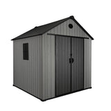 Pro Grade 6ft x 10ft Premium Plastic Double Door Garden Shed - Grey/Anthracite Wood Touch Texture