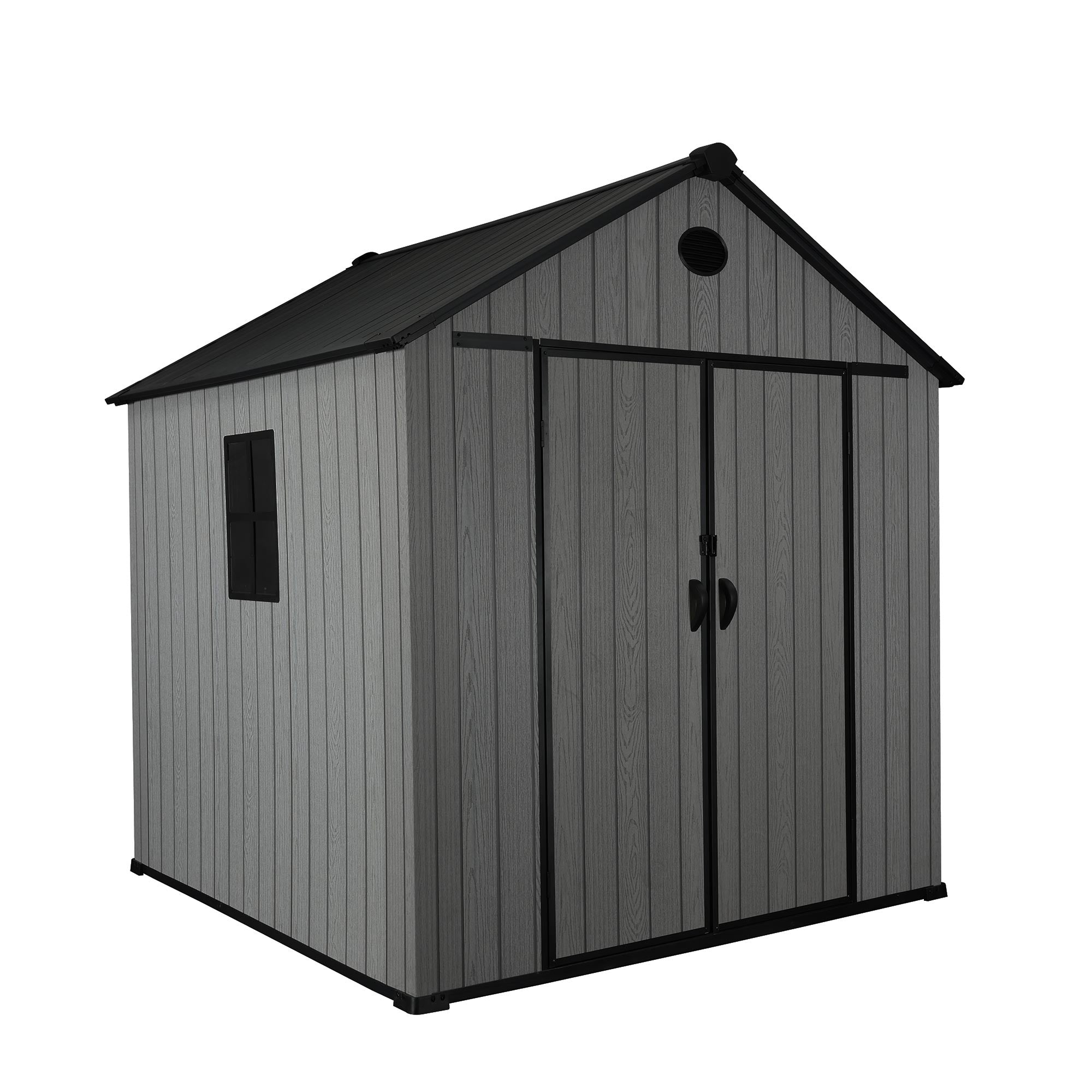 Pro Grade 6ft x 8ft Premium Plastic Double Door Garden Shed - Grey