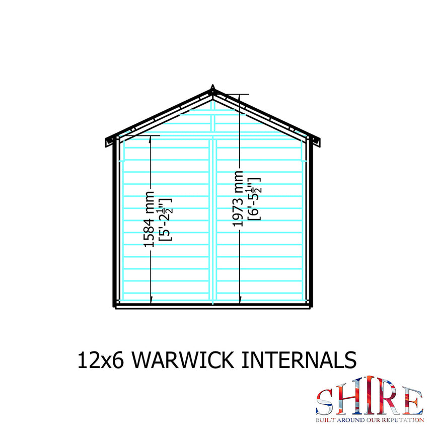 Shire Warwick 6ft x 12ft Shiplap Apex Double Door Shed