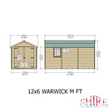 Shire Warwick 6ft x 12ft Shiplap Apex Double Door Shed