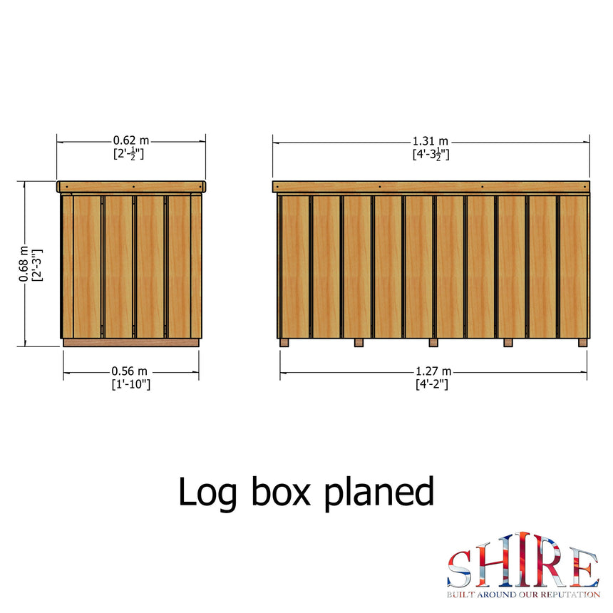 Shire Pressure Treated 4ft x 2ft Log Box - Planed Timber