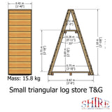 Shire Tongue & Groove 3ft x 2ft Small Triangular Log Store - Pressure Treated